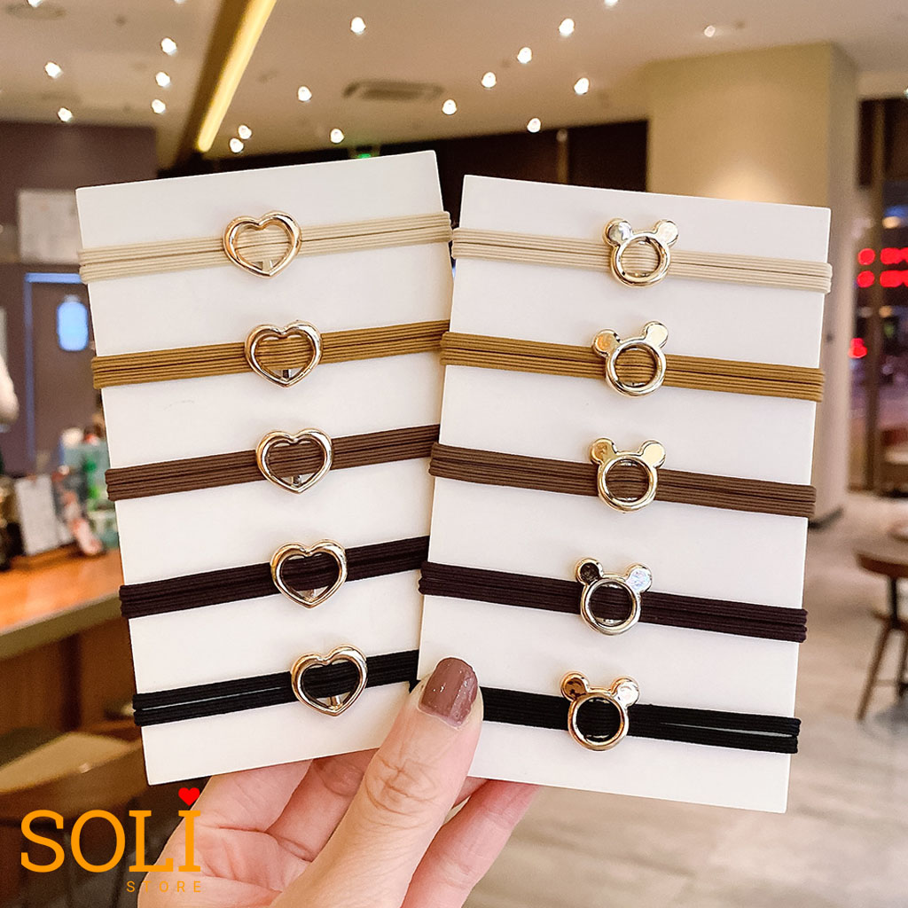 Set 5 Dây cột tóc Gấu con trái tim CT17