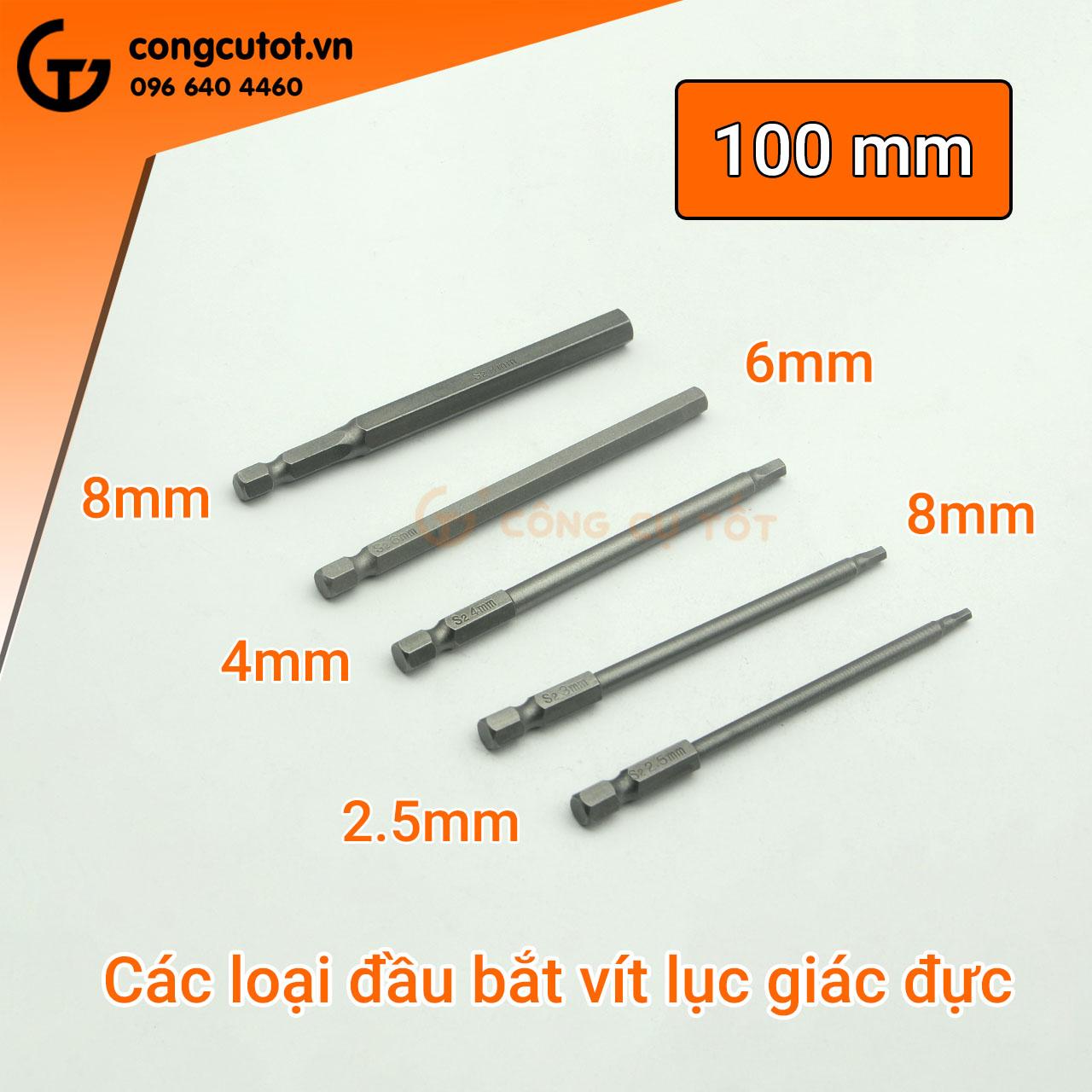 Đầu bắt vít lục giác đực dài 100mm chuôi lục