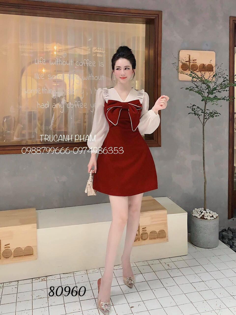 [HCM]ĐẦM XÒE DỰ TIỆC DÀI TAY THẮT NƠ DỄ THƯƠNG-D02
