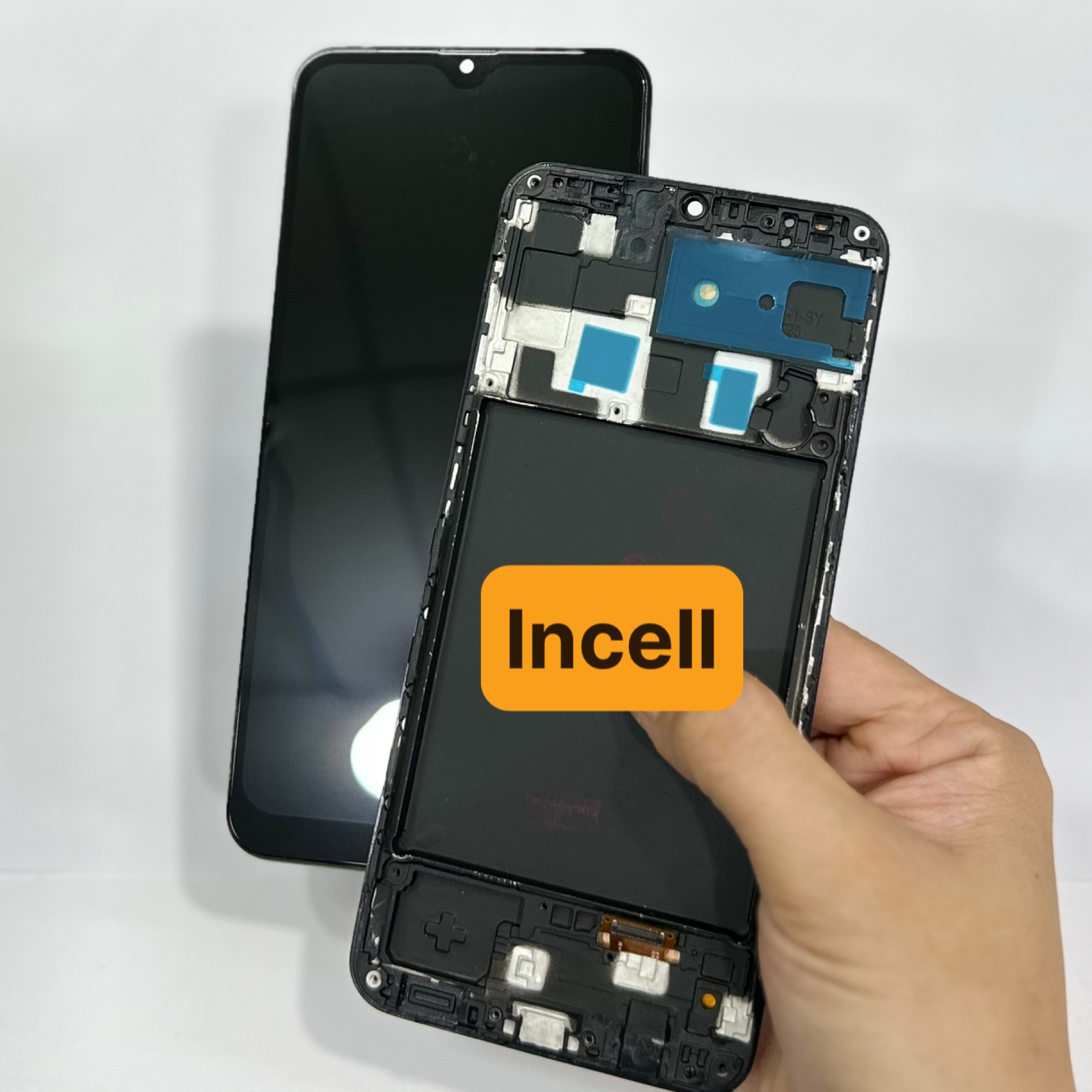Màn hình samsung a20 / a20f liền khung đen