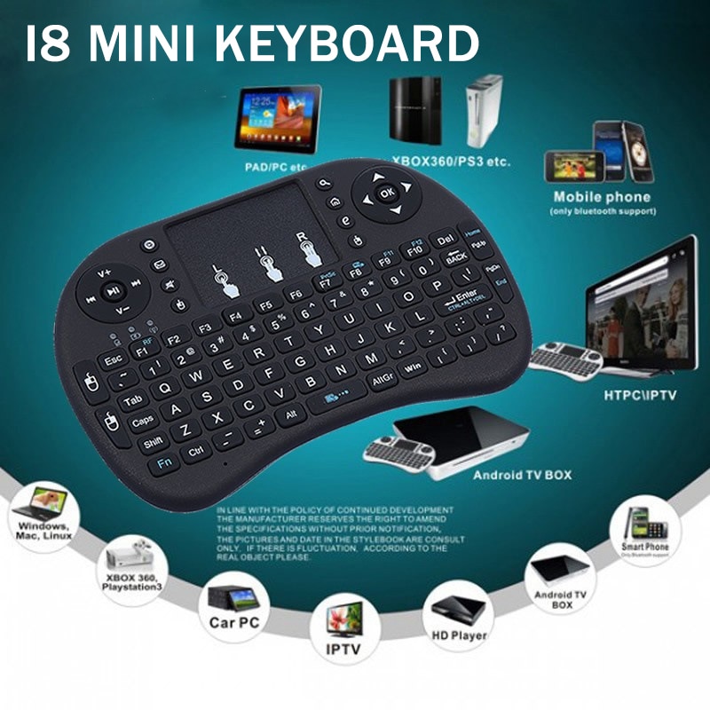 I8 Mini Wireless Keyboard Backlit 2.4G Air Mouse Remote Touchpad For TV Box PC