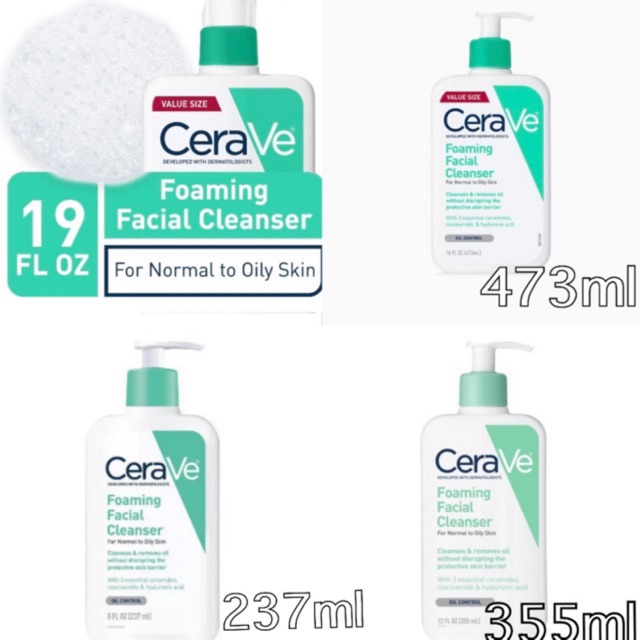 Sữa rửa mặt dịu nhẹ cho da dầu Cerave Foaming Cleanser 355ml