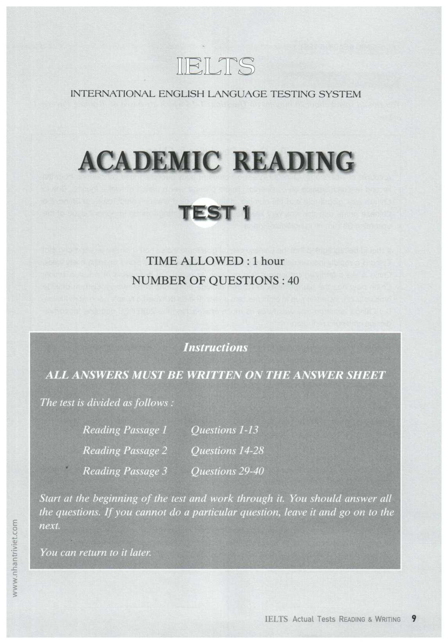 IELTS ACTUAL TESTS READING AND WRITING (Sách đen trắng)