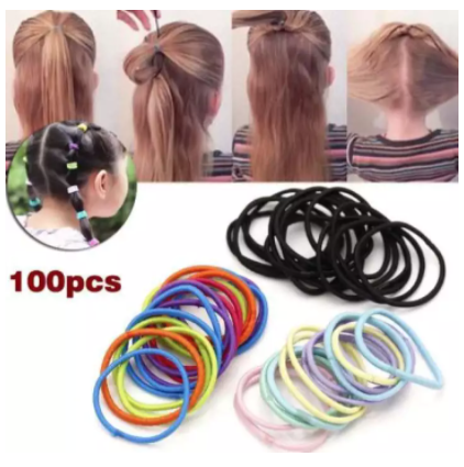 [HCM]Sét 100 dây cột tóc trơn Mix 5 màu kèm túi zip