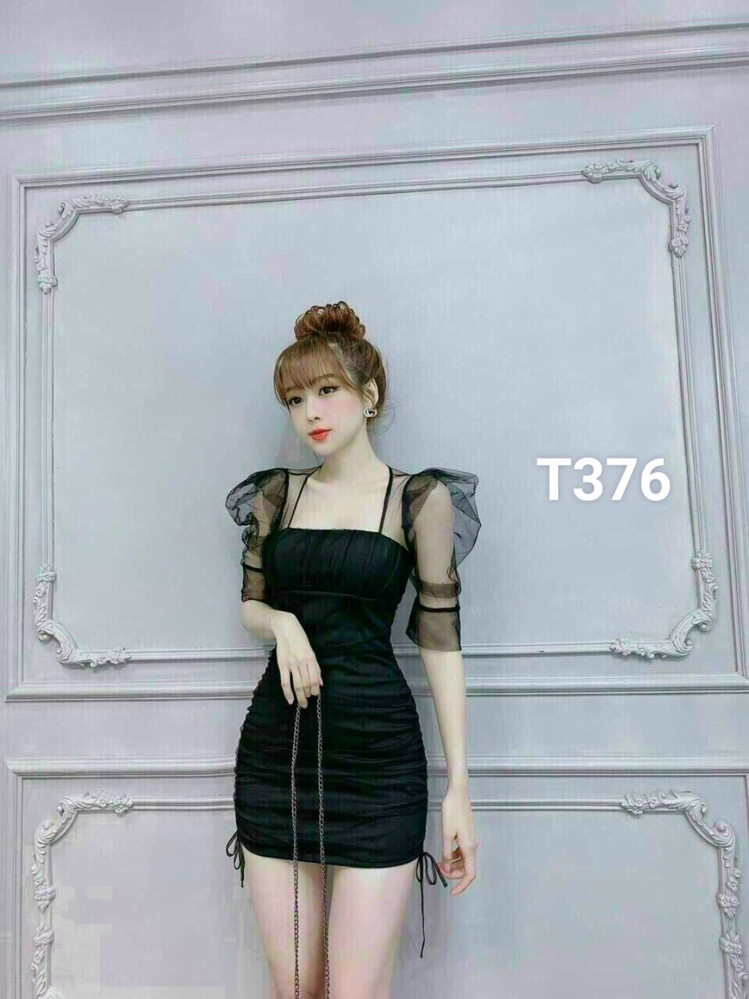 Đầm body phối lưới cao cấp có mút T376
