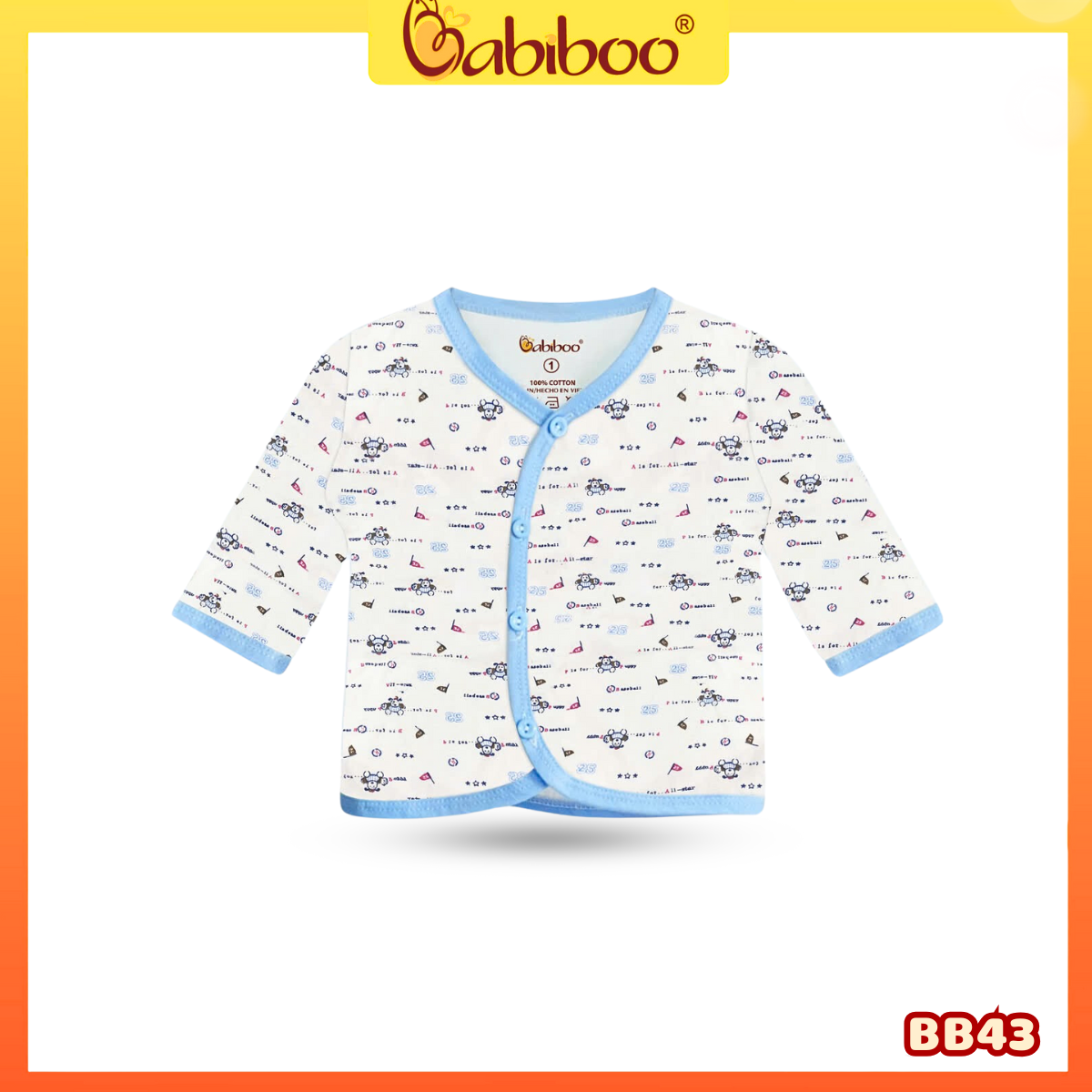 SƠ SINH -ÁO CỔ TIM TAY DÀI IN HÌNH BABIBOO BB43