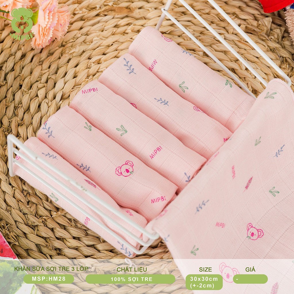 Khăn sữa sợi tre Mipbi cho bé (Hộp 6 chiếc)