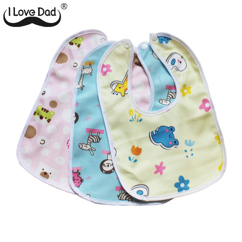 Cute Cartoon Printed Baby Bib Towel Soft Cotton Kids Two Layer Round Shape Bib