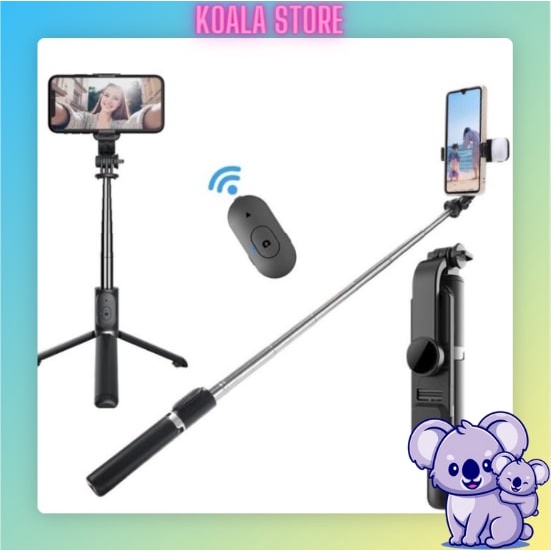 Gậy Chụp Ảnh Tự Sướng 3 Chân Đa Năng Q07, Q07s, R1, R1s JC18H Kèm Đèn Selfie + Remote Bluetooth Siêu Tiện Lợi