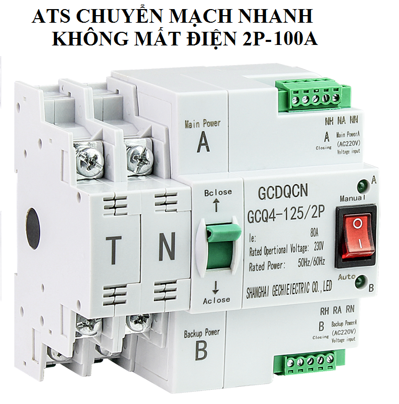 Bộ đổi nguồn điện tự động không mất điện 100A , cầu dao đảo chiều tự động, ats - ATS-100A1