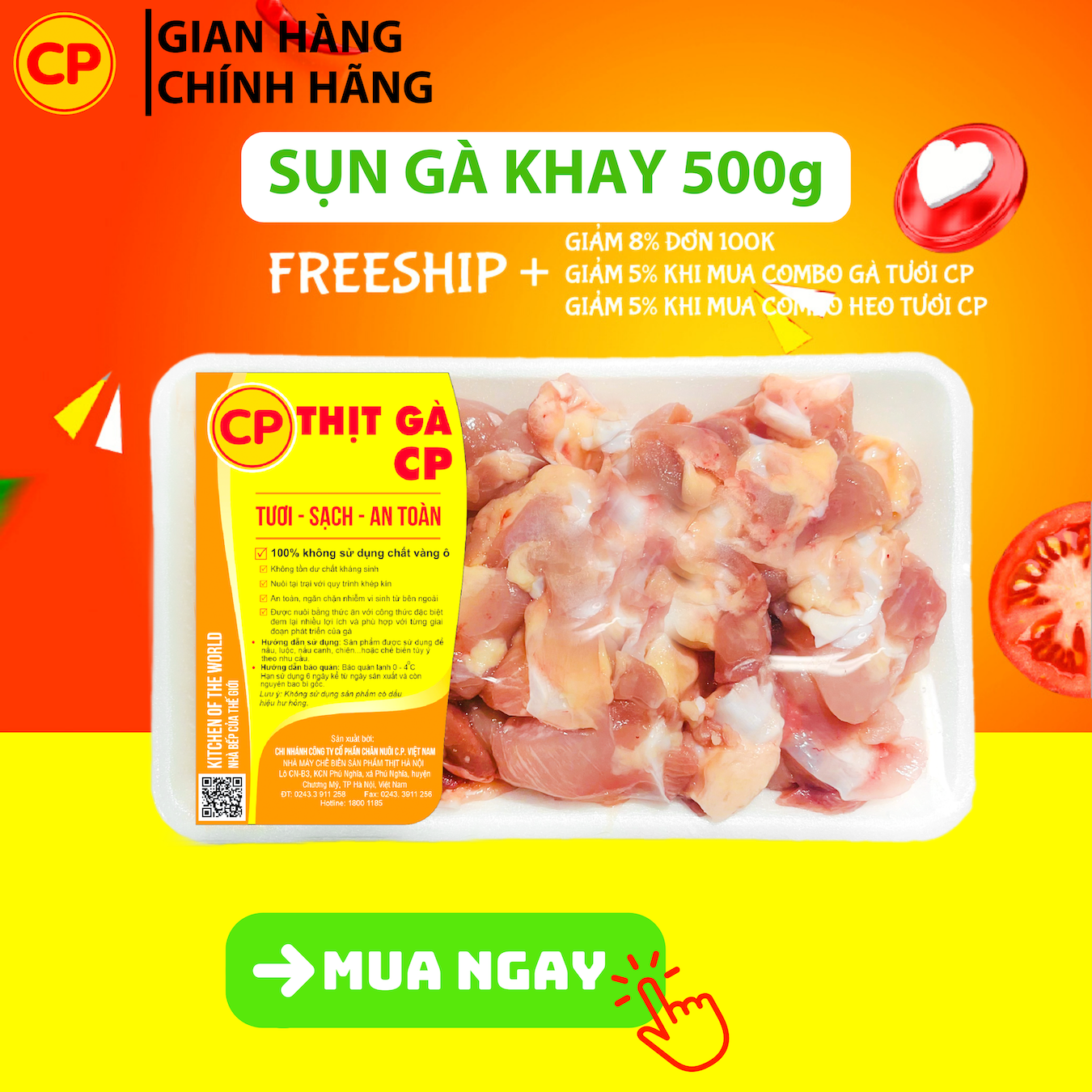 Chicken Cartilage Cp 500g - Fresh and Clean Chicken Meat