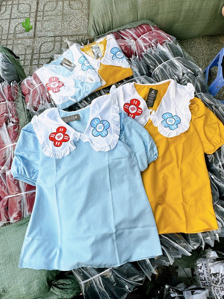(ảnh thật) Áo babydoll cổ bèo chất kate đẹp