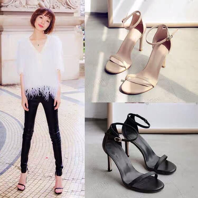 [HCM]Giày cao gót quai mảnh màu kem