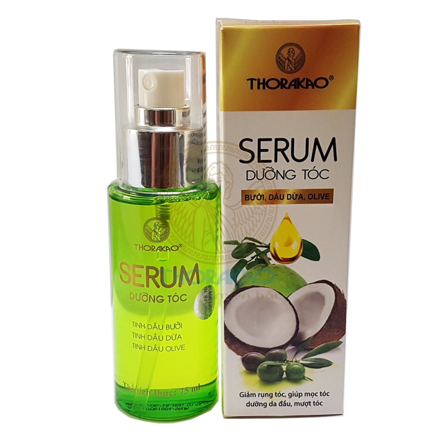 Serum kích thích mọc tóc, phục hồi tóc hư tổn Thorakao 75ml (Bưởi, Dầu Dừa, Olive)