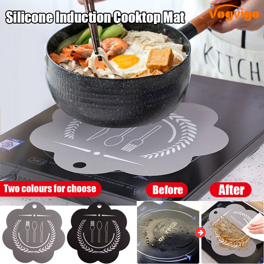 1Pc Silicone Induction Cooktop Mat Fiberglass Induction Hob Protector Mat Anti-Slip Cooktop Scratch Protector Cover Insulated Pad