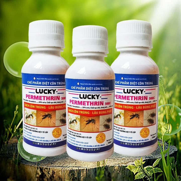 Thuốc diệt côn trùng, ruồi, muỗi, kiến, gián lucky permethrin 50ec 100ml