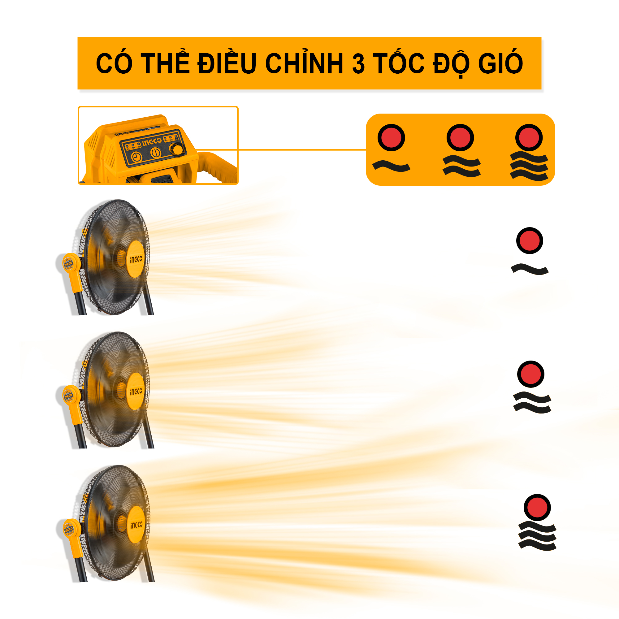 Quạt dùng pin Lithium-Ion 12"- 20V INGCO CFALI2001 (không kèm pin và sạc)