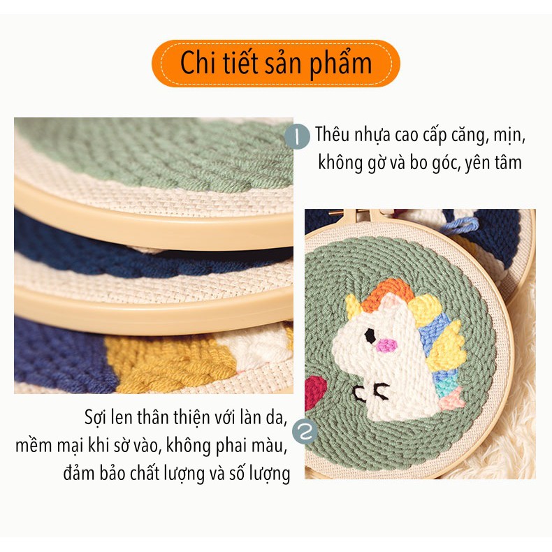 [HCM]Bộ Len Xù Động Vật Dễ Thương - Punch Needle Decor