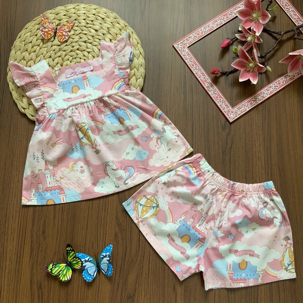 [HCM]Bộ Kate lụa Thái  Cao cấp cho bé gái size 10kg đên 35kg