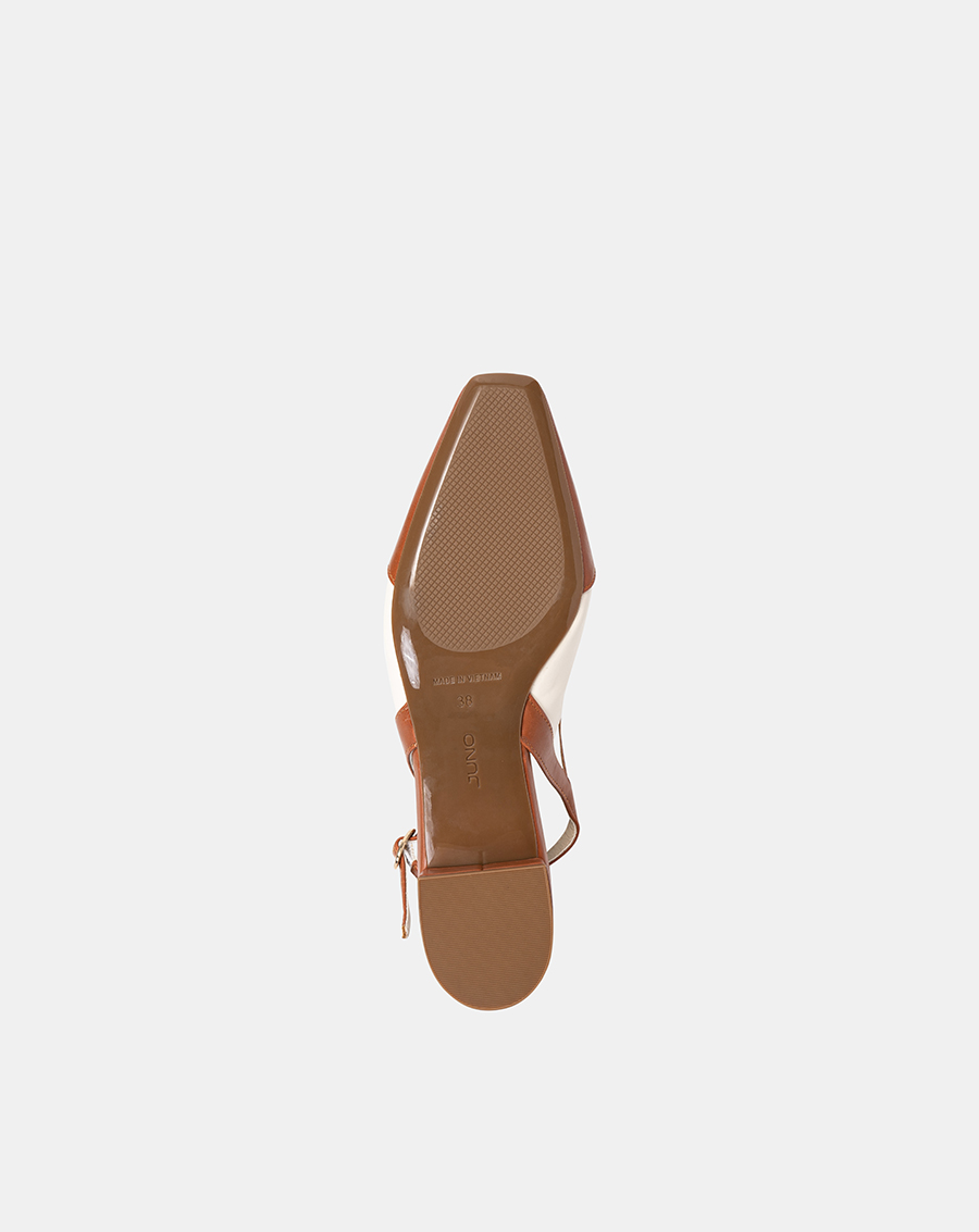 Giày Búp Bê Nữ 3cm Thời Trang JUNO Slingback Gót Vuông BB03099