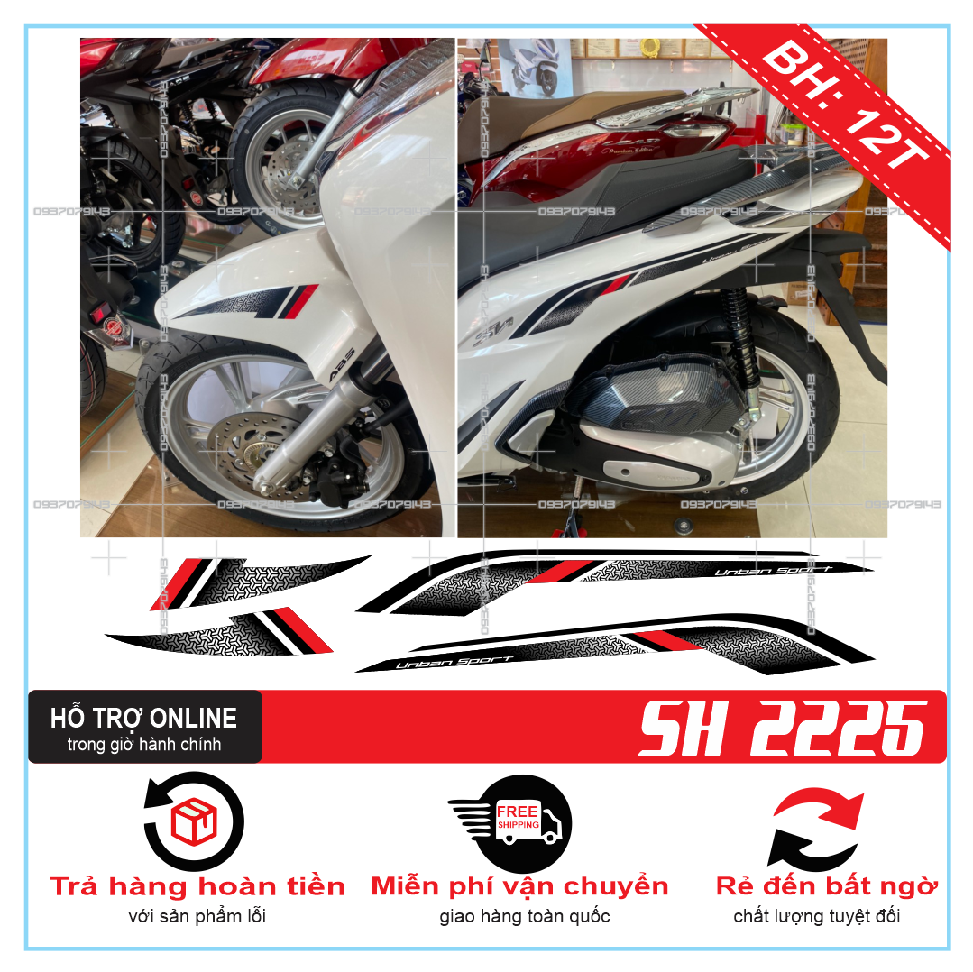 Freeship-- tem rời sh 2020 đỏ đen dán xe trắng 1