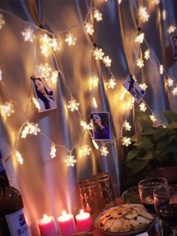 Dây đèn led bông tuyết trang trí dài 10m ( Chạy pin không cần ổ cắm )
