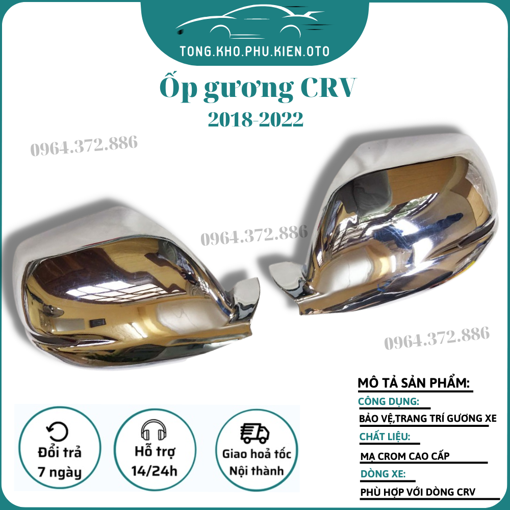 Ốp mí gương CRV 2018 - 2023 mạ crom cao cấp - Giá 1 đôi