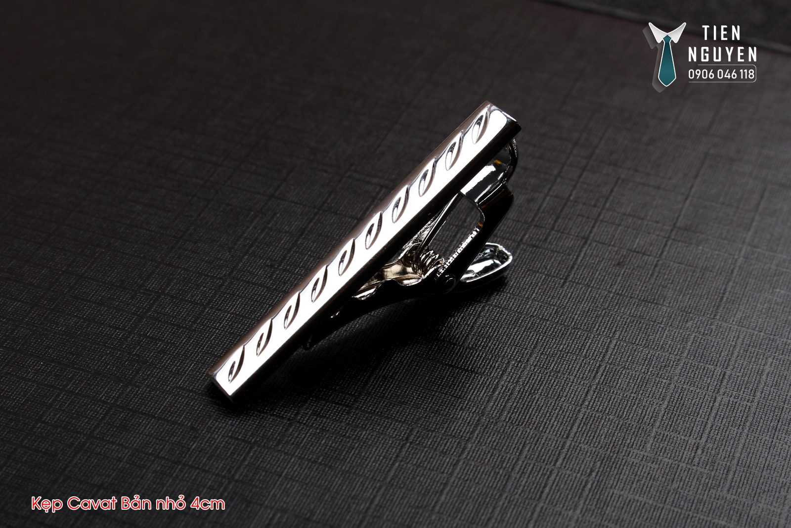 Kẹp Cà Vạt Nam, Kẹp Cavat Bản Nhỏ 4cm Màu bạc - Tien Nguyen