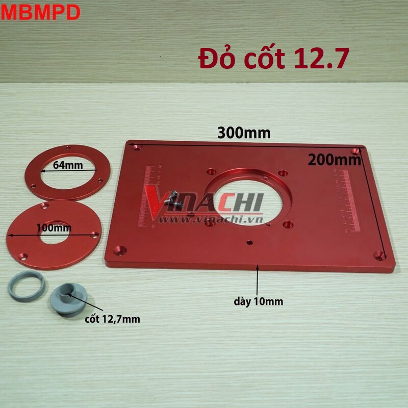 Mặt Bàn Máy Phay Gỗ - Tấm Gá Máy Phay Đỏ Cốt 12,7mm