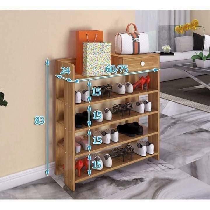 Kệ Giầy Gỗ 5 Tầng Có Ngăn Kéo