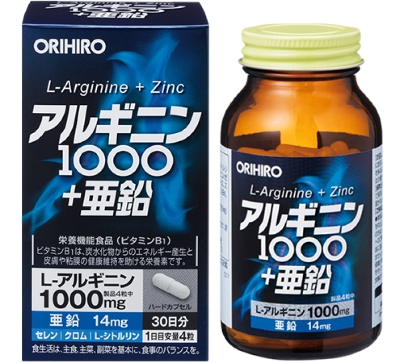 Viên Uống L-Arginine 1000mg và Zin C Orihiro 120 Viên Tăng Cường Sinh Lý Nam Giới cao cấp