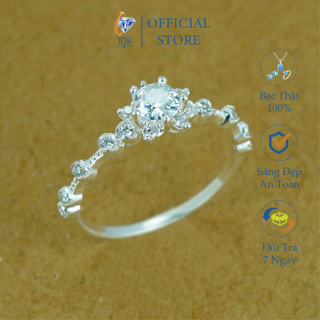 Nhẫn Nữ Bạc Thật JQN Nhẫn Đính Đá Nhỏ Mẫu Mới Cực Xinh N01