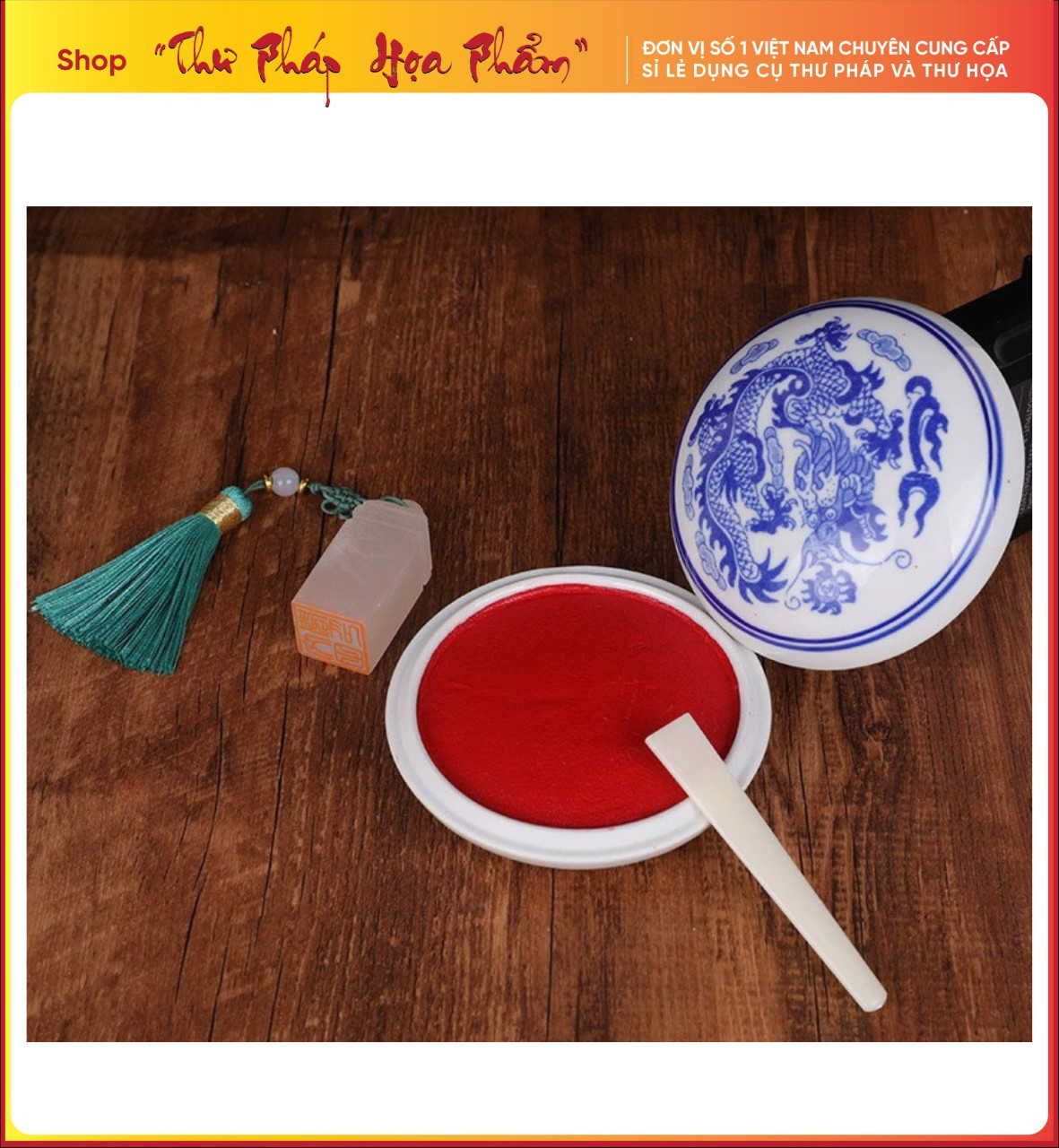 Mực dấu Chu Sa hũ sứ thư pháp họa phẩm