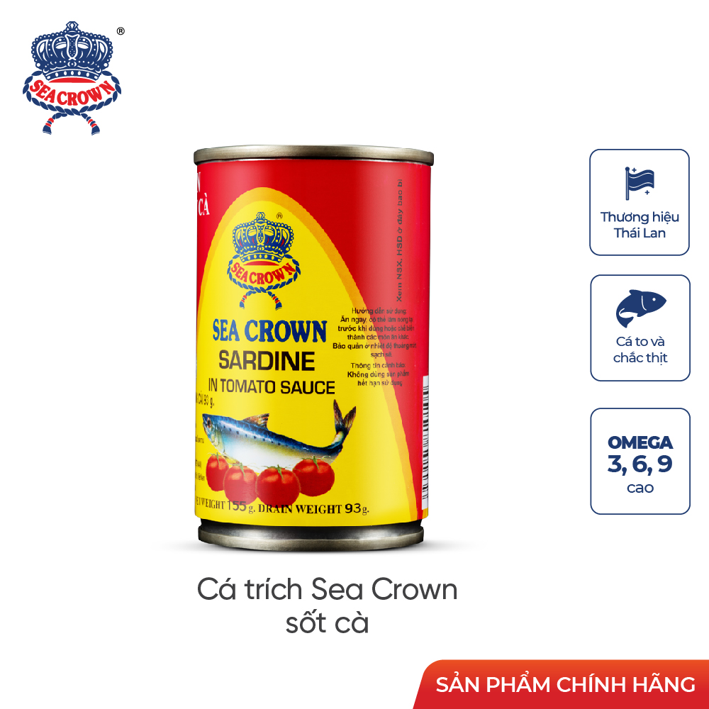 SS5 - 5 Lon Cá hộp Sea Crown Cá Trích Sốt Cà 155 g