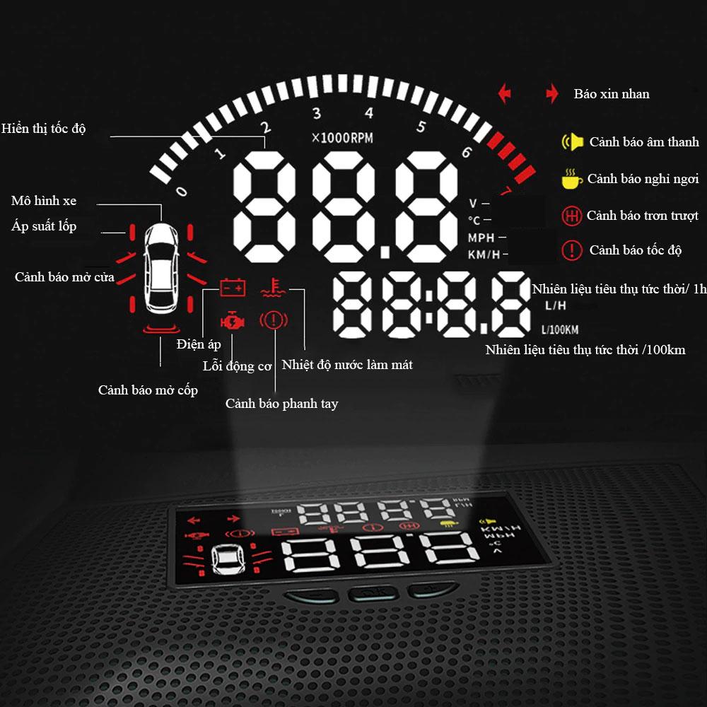 HUD Hiển thị tốc độ lên kính lái xe Mazda 3