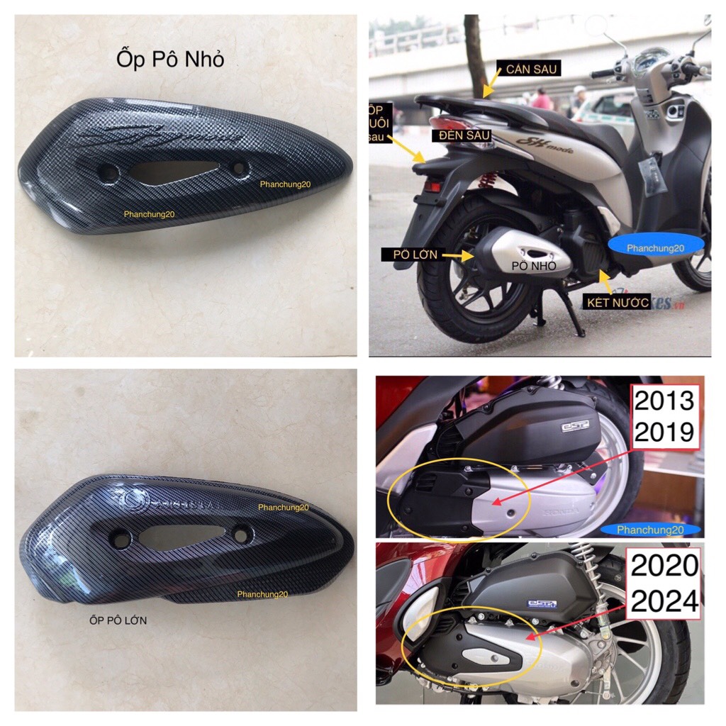 ỐP CHE PÔ ( CHỤP BÁCH PÔ ) DÙNG CHO ĐỜI XE SHMODE 2013 2014 2015 2016 2017 2018 2019 CACBON
