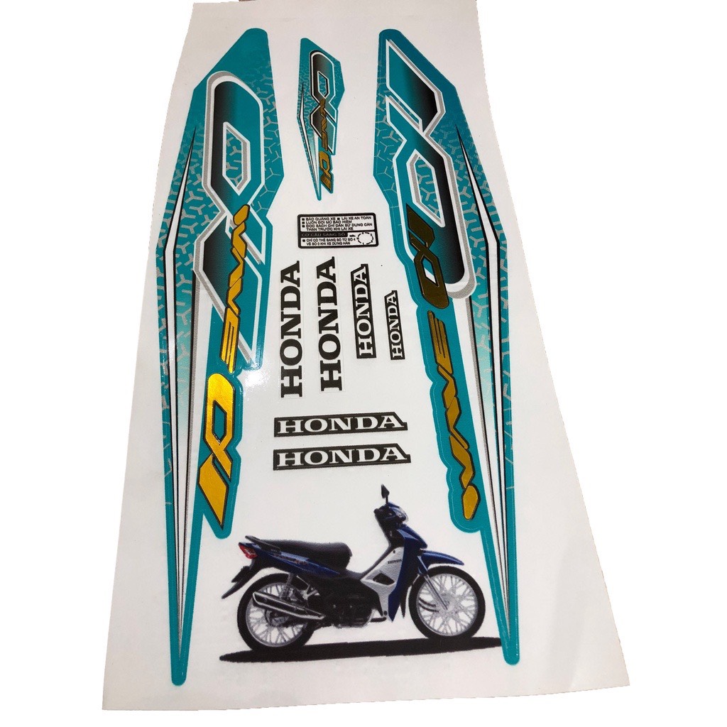 Tem Zin Wave Alpha ( GHÉP CROM ). Dán cho Wave 50cc-100cc-110cc - 3 Lớp