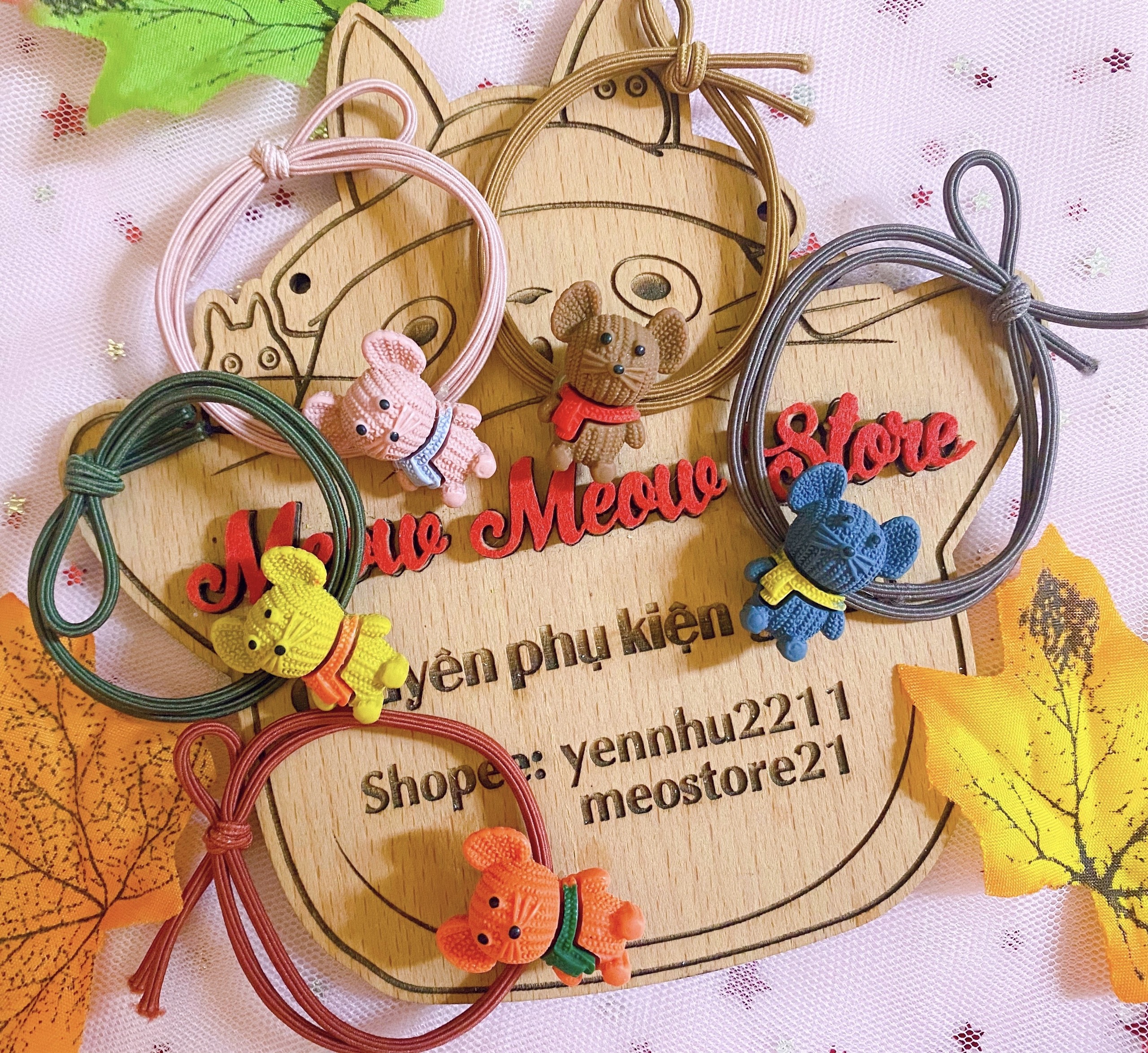 COMBO 2 CỘT 🐹Ảnh thật🐹ĐƯỢC CHỌN MÀU- Cột Tóc Chuột Choàng Khăn Cute🐹