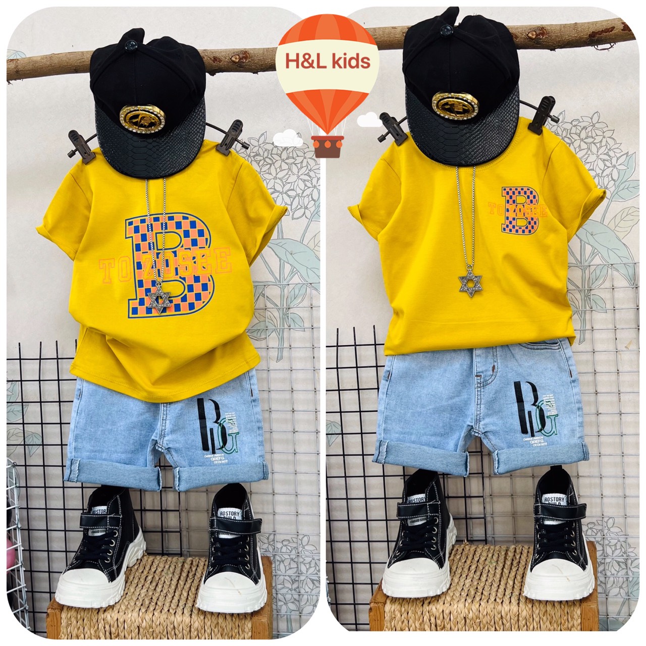 [SIZE ĐẠI+CỒ] SÉT BÉ TRAI PHỐI QUẦN JEAN CHỮ B