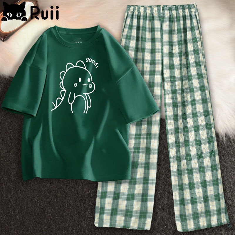 Sét áo khủng long good quần kẻ xanh