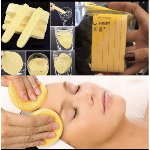 Combo 10 gói mút nở bọt biển rửa mặt Chivey spa hay dùng (12 miếng / gói)