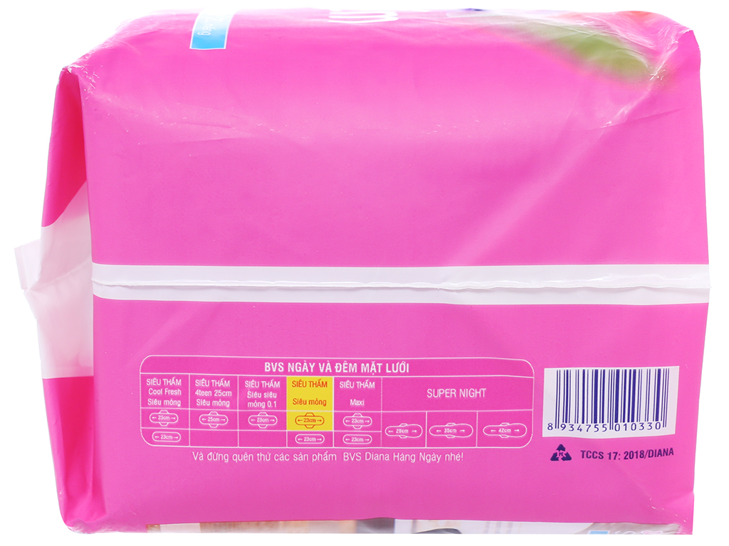 Băng vệ sinh Diana siêu thấm siêu mỏng cánh 20 miếng