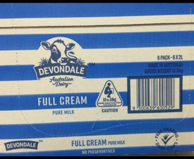 SỮA TƯƠI DEVONDALE 2L NỘI ĐỊA THÙNG 6 HỘP 2L