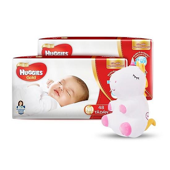 [HCM]Combo 2 tả dán huggies đỏ cao cấp NB48 miếng