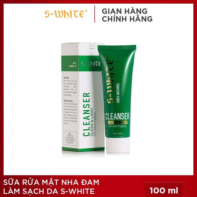 Sữa rửa mặt nha đam làm sạch da S-White 100ml