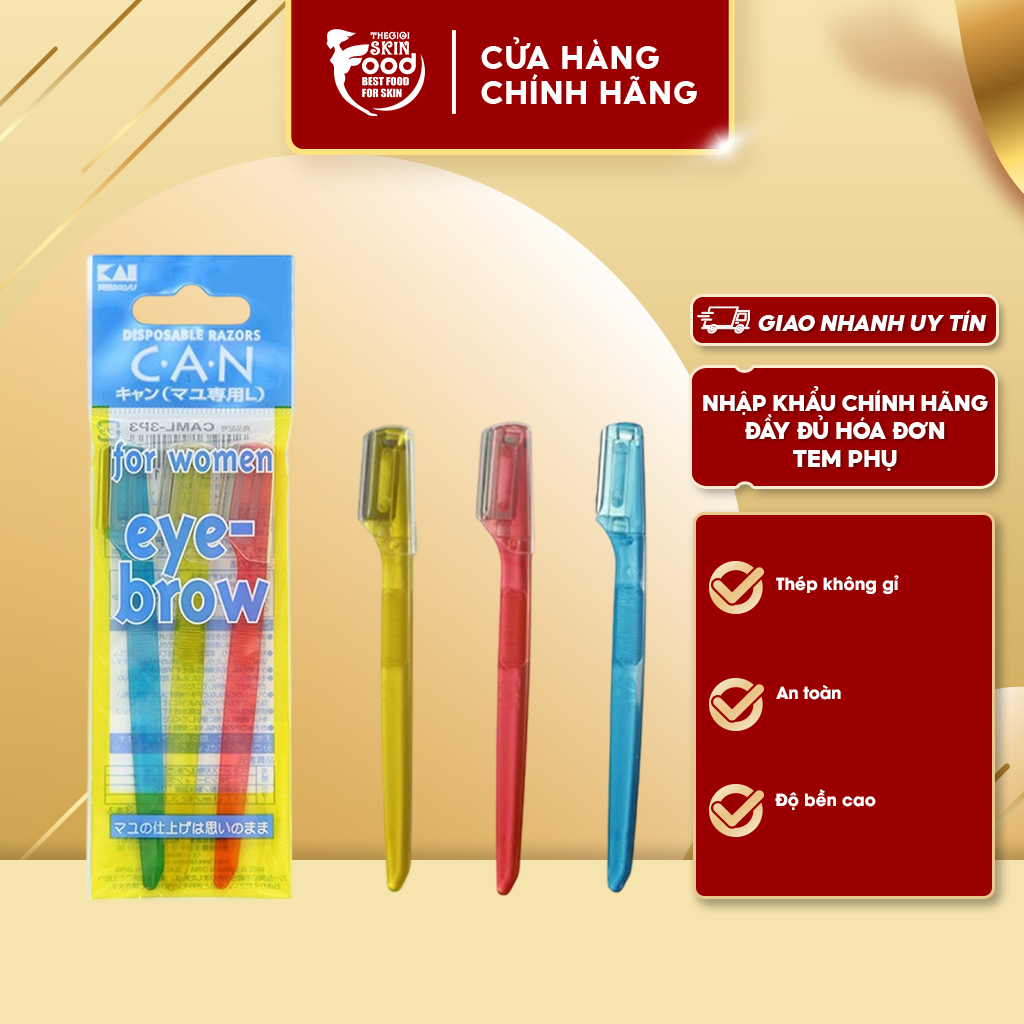 Dao Cạo Lông Mày KAI Disposable Eyebrow Razors (Set 3 Cây)