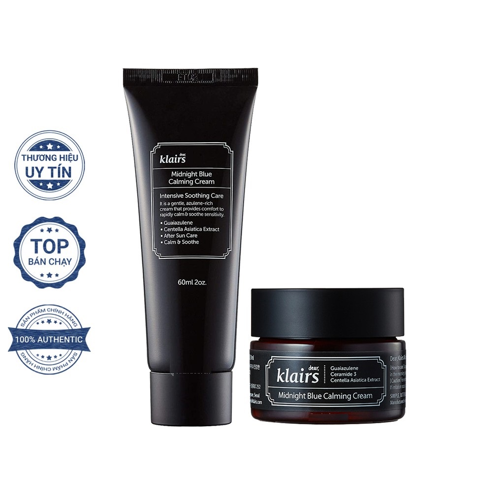 Kem Dưỡng Phục Hồi Da Ban Đêm Klairs Midnight Blue Calming Cream 30ml và 60ml