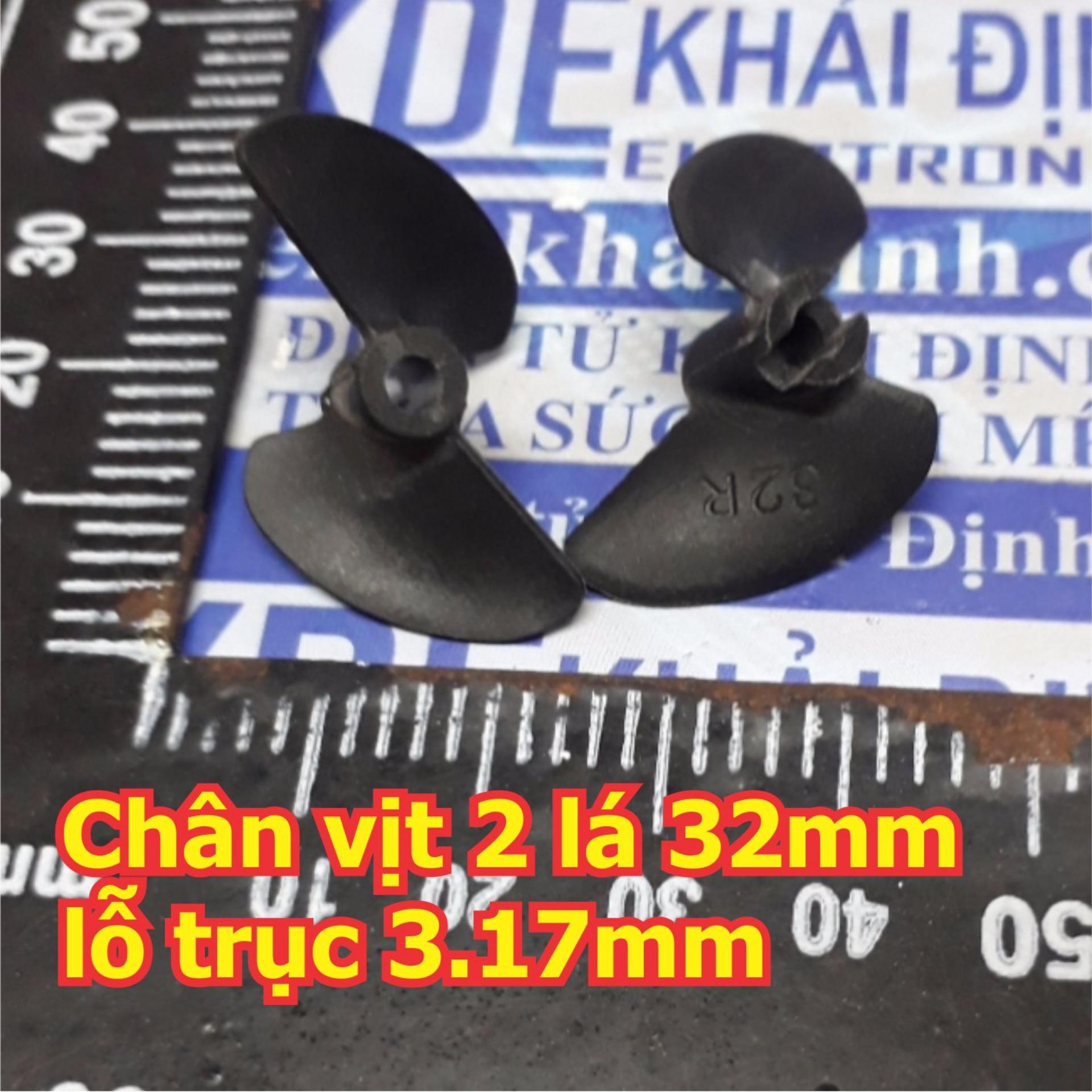 chân vịt tàu thủy mô hình 2 lá, 2 cánh màu đen nhựa cứng (bộ 2 cánh thuận nghịch) 32mm, lỗ trục 3.17mm kde5471