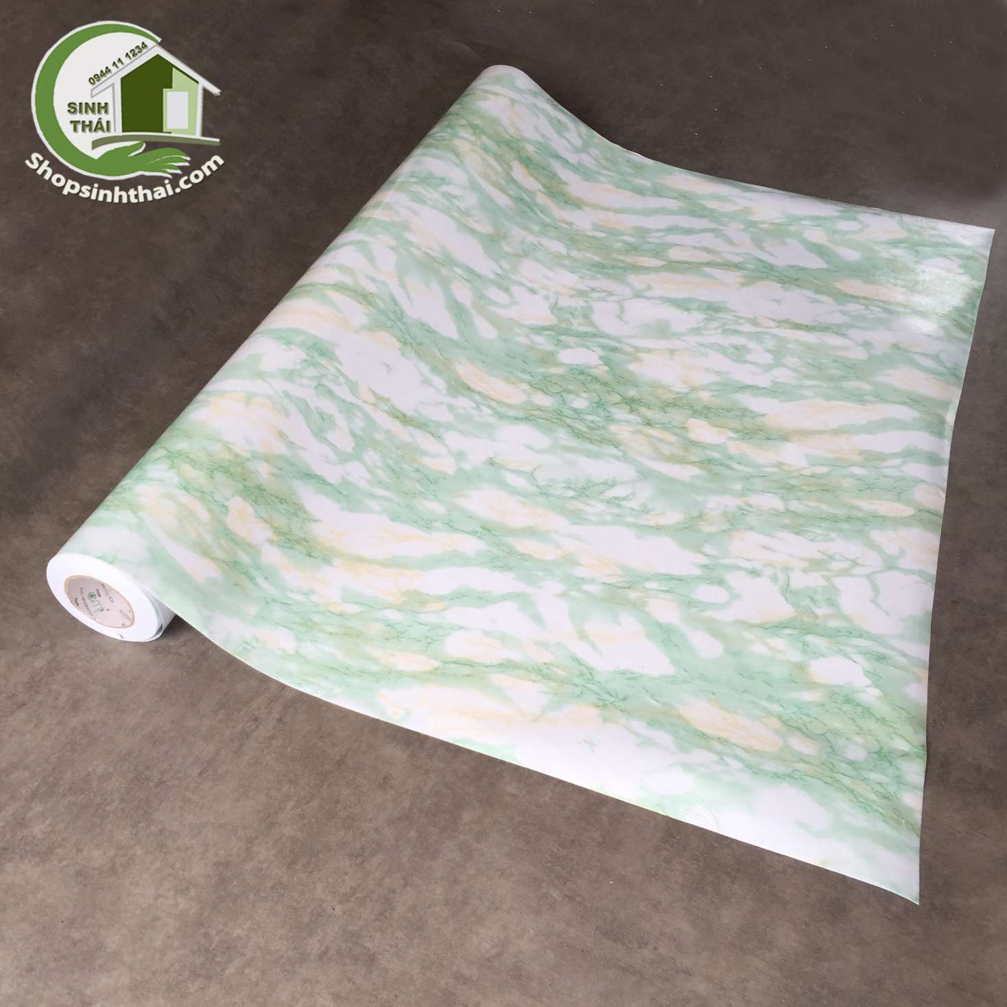 Giấy dán tường giả đá hoa cương màu xanh lá - [ 50cm x khổ 120cm ] - có sẵn keo - bán theo mét, đặt 1 lần được nửa mét, cắt liền 1 tấm chứ không cắt rời từng tấm