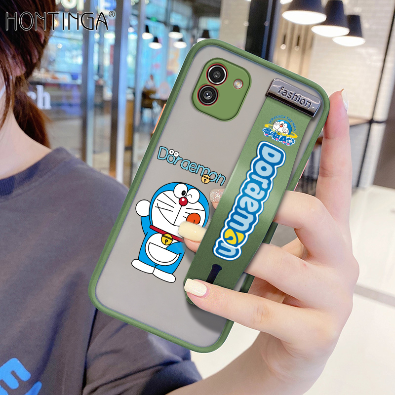 Hontinga Casing Case For Samsung Galaxy A03 Case Shockproof Cartoon Doraemon Phone Case Soft Edge Full Lens Protection Camera Protector Back Cover Casing Hard Case For Boys For Grils